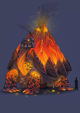 Volcanic Turtle Fantasy Creature