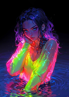 Neon Girl in Water
