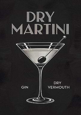 Dry Martini Cocktail Art Deco Style