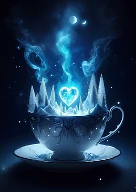 Teacup Winter Wonderland with Heart