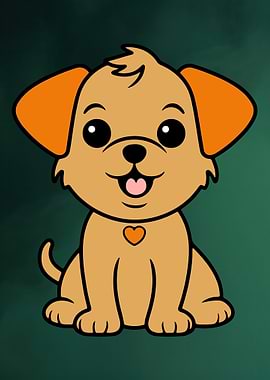Cute Cartoon Puppy Illustration
