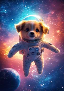 Astronaut Dog in Space