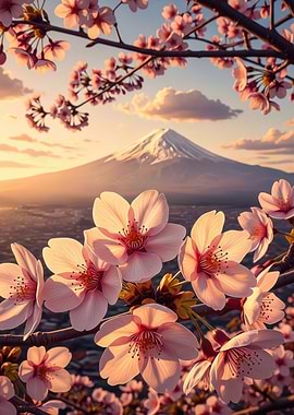 Cherry Blossom Fuji Sunset