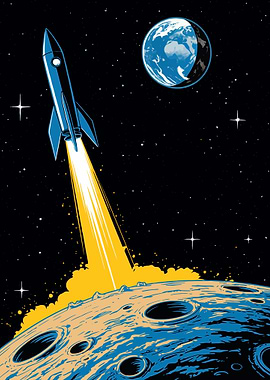 Rocket Launching from Moon to Earth