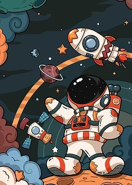 Cartoon Astronaut Space Adventure