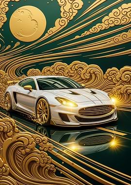 Luxury Car with Golden Ornamentation