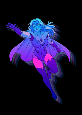 blonde blazer Superheroine in Flight