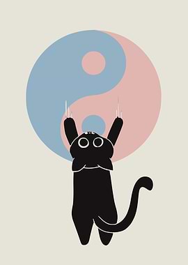 Yin Yang Black Cat