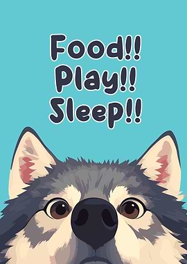 Food Play Sleep Dog Cartoon