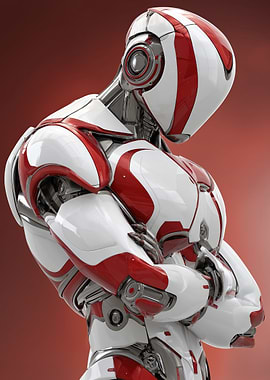 Red and White Futuristic Robot