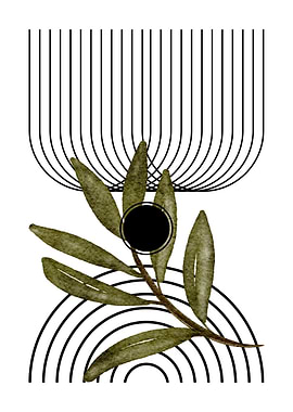 Minimalist Olive Branch Geometric Art