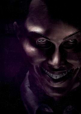 Sinister Masked Face in Dark Lighting