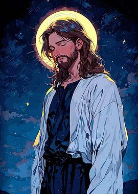 Jesus Christ Portrait with Halo