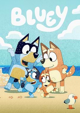 Bluey family at the beach