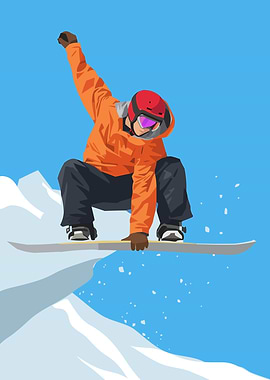 Snowboarder Jumping Off Cliff