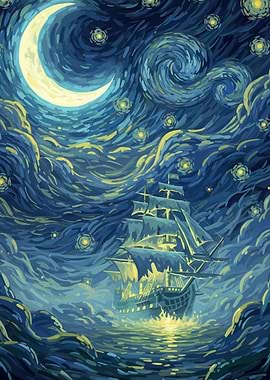 Starry Night Ship
