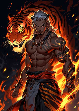 Tiger Warrior Fiery Aura