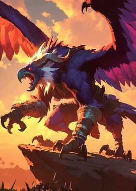 Fantasy Griffin Cliff Sunset