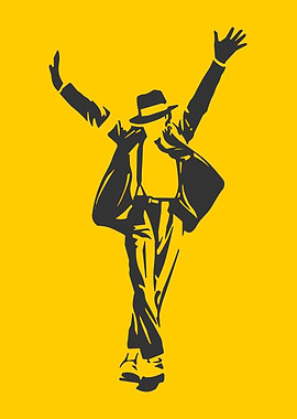 Michael Jackson silhouette on yellow background