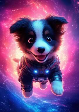 Astronaut Puppy in Space