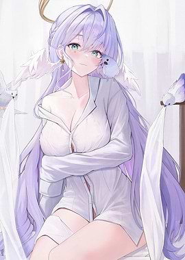 Girl with Birds and Halo