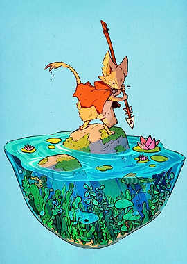 Mouse Warrior on a Floating Island