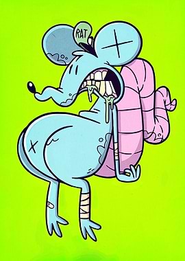 Cartoon Rat Character with Injuries