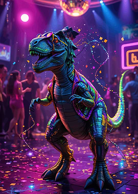 Dinosaur at Disco Party