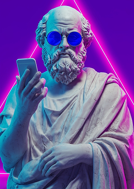 Modern Socrates with Smartphone and Sunglasses