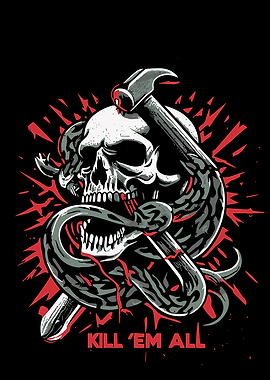 Skull, Snake, and Hammer Illustration