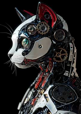 Cybernetic Gear Cat Portrait