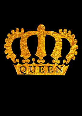 Golden Queen Crown on Black Background