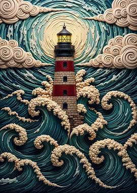 Lighthouse in Stormy Seas