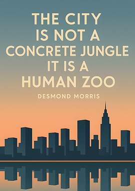 Cityscape Reflection with Text Overlay