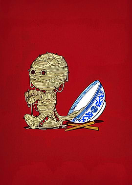 Noodle Mummy with Bowl and Chopsticks