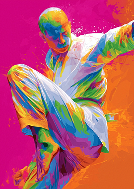 Colorful Karate Stance Digital Art