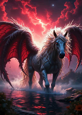 Winged Horse Stormy Landscape