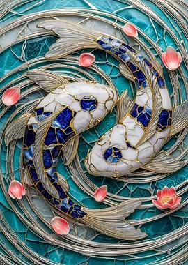 Yin Yang Koi Fish Art