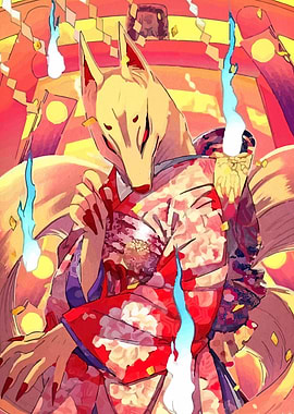 Fox Spirit in Kimono Illustration