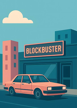 Blockbuster Storefront with Car