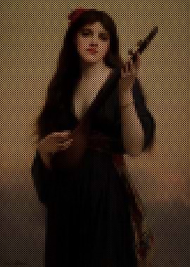 Woman Playing A Lute