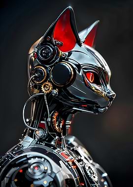 Future Steampunk Robotic Cat
