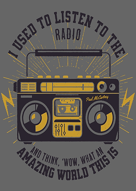 Retro Boombox with Paul McCartney Quote