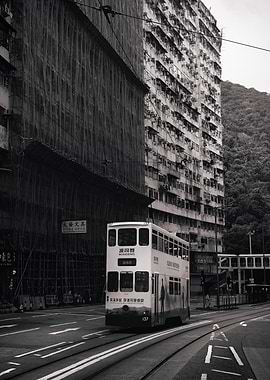 Hong Kong Tram in Black and White