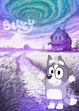 Bluey in a Stormy Landscape