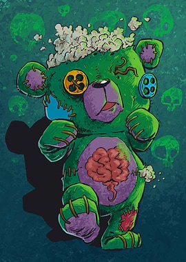 Zombie Teddy Bear Illustration
