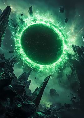 Emerald Portal in a Rocky Landscape