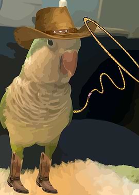 Cowboy Parrot with Lasso and Boots