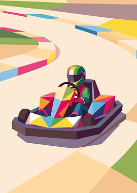 Colorful Go-Kart on Race Track
