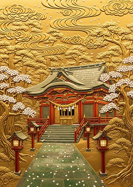 Japanese Shrine in Golden Forest